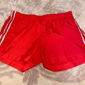 Red athletic shorts